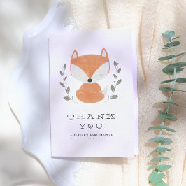 Cute Fox Unge Rustic Woodland Baby Shower Tack Kort
