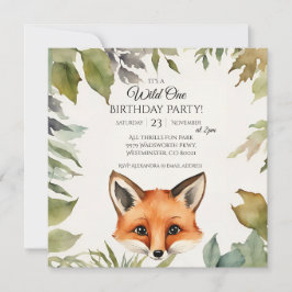 Cute Fox-Vild 1:a födelsedag Party Inbjudningar