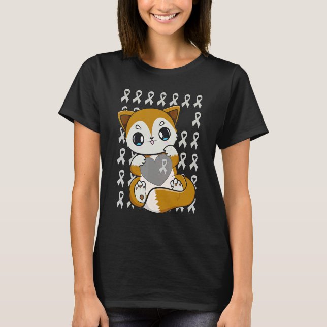 Cute Fox With Ribbon For Dyslexia Awareness T Shirt (Framsida)