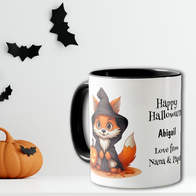 Cute Fox Wizard Hat Kids Halloween Mugg (Skapare uppladdad)