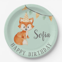 Cute Fox Woodland Party Hat Grattis på födelsedage