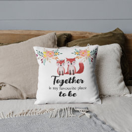 Cute Foxes är tillsammans min favoritBlommigt Stäl Kudde