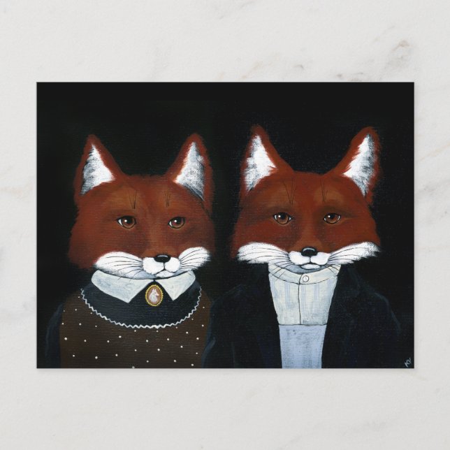 Cute Foxes Folk Art, American Gotham vycard Vykort (Framsida)