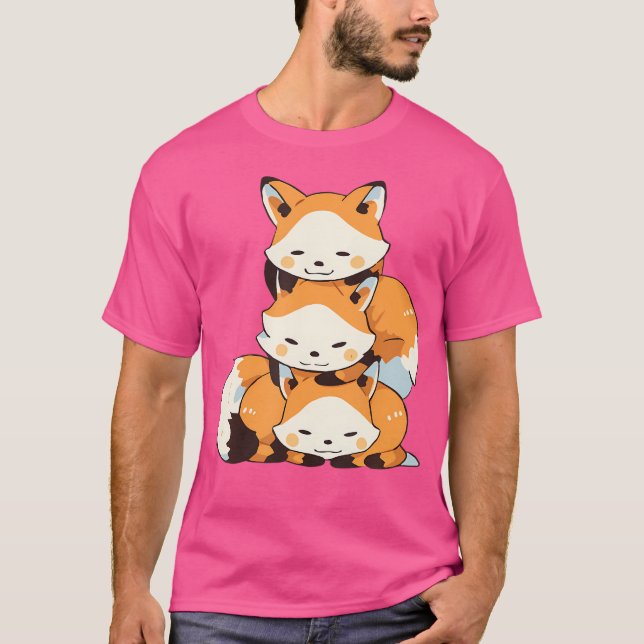 Cute Foxes Forest Animals Lazy Tired Fox T Shirt (Framsida)