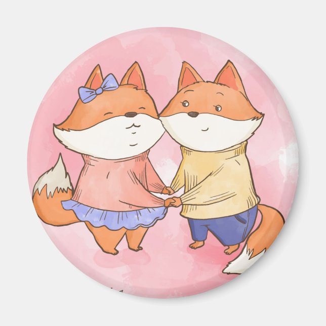 Cute Foxes Magnet (Framsidan)