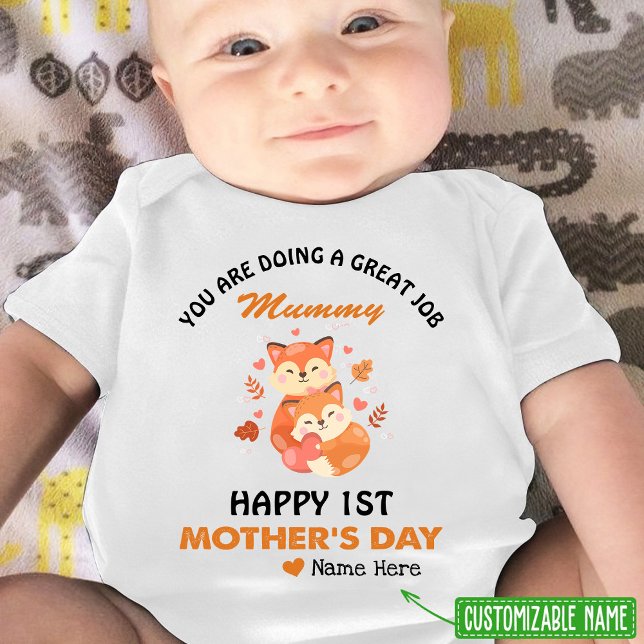 Cute Foxes Mummy Lycklig 1:a Mors dag T Shirt (Skapare uppladdad)