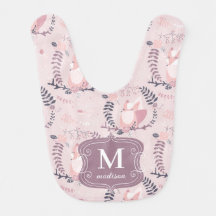 Cute Foxes Rosa Monogram Modern Adsible Girly
