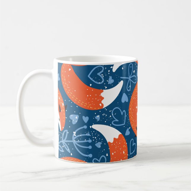 Cute Foxes: Vintage Animal Mönster Kaffemugg (Vänster)