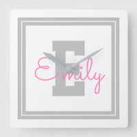 Cute Framed Namn & Monogram | Ljust Grått och Rosa