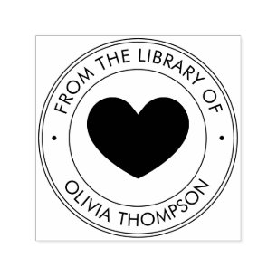 Cute från Bibliotek och Anpassningsbar i hjärtat Självfärgande Stämpel