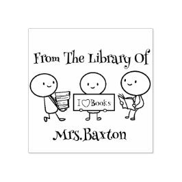 Cute från Bibliotek vid Läraren Namn Rubber Frimär Stämpel