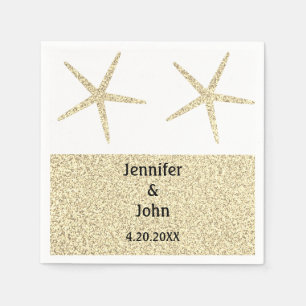 Cute från Starfish Tropical Guld Glitter White Brö Pappersservett