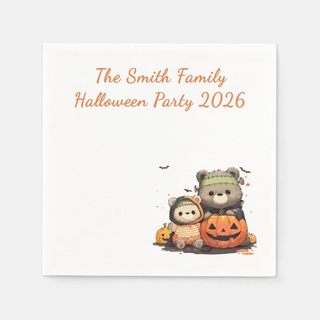 Cute Frankenstein Bear Halloween Custom Pappersservett (Framsidan)