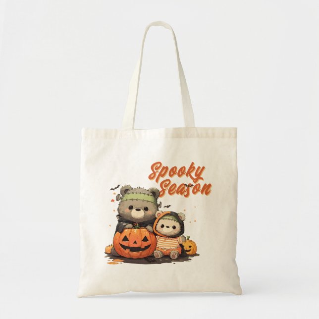 Cute Frankenstein Bear Halloween Spooky Season Tygkasse (Framsidan)