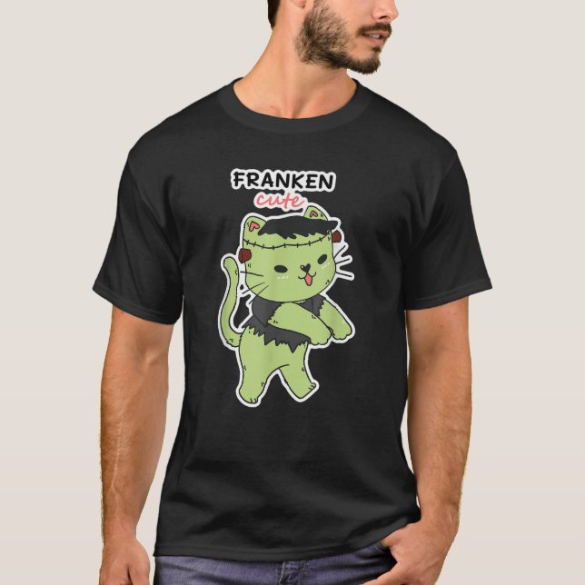 Cute Frankenstein Cat Funny Zombie Kitten T Shirt (Framsida)