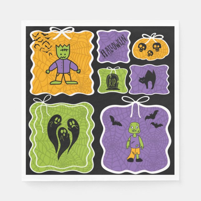 Cute Frankenstein Coquette Halloween Pappersservett (Framsidan)