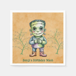 Cute Frankenstein Halloween Birthday Boy Party Pappersservett