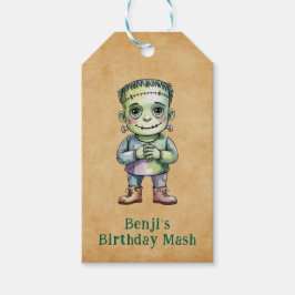Cute Frankenstein Halloween Birthday Boy Party Presentetikett