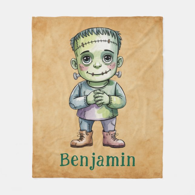 Cute Frankenstein Halloween Birthday Mash Gift Fleecefilt (Framsidan)
