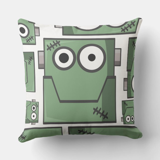 Cute Frankenstein Halloween Square Kudde (Baksida)