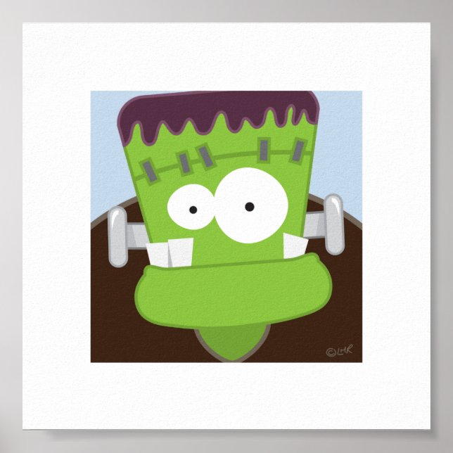 Cute Frankenstein Monster | 6 x 6 Skriv ut Poster (Framsidan)