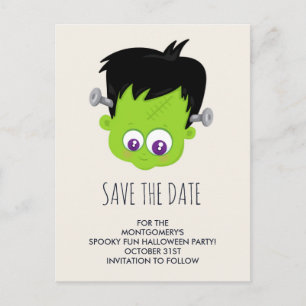 Cute Frankenstein Monster Halloween sparar datumet Vykort