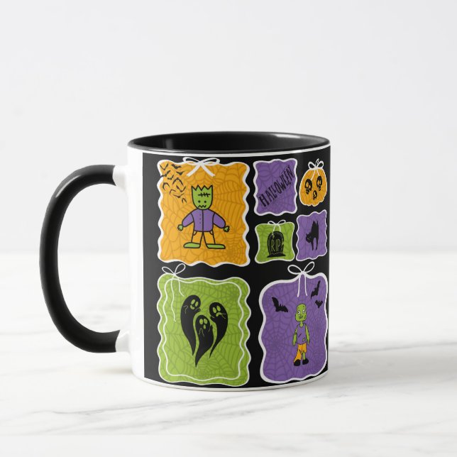 Cute Frankenstein och Zombie Halloween Mugg (Vänster)