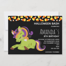 Cute Frankenstein Unicorn Halloween Birthday Inbjudningar