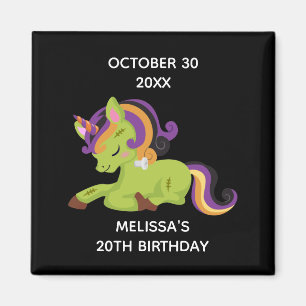 Cute Frankenstein Unicorn Halloween Birthday Magnet