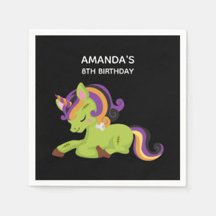 Cute Frankenstein Unicorn Halloween Birthday Pappersservett