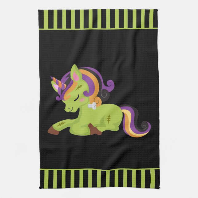 Cute Frankenstein Unicorn Halloween Kitchen Towel Kökshandduk (Vertikal)
