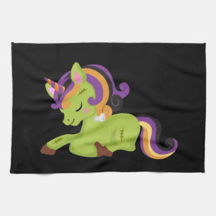 Cute Frankenstein Unicorn Halloween Kökshandduk