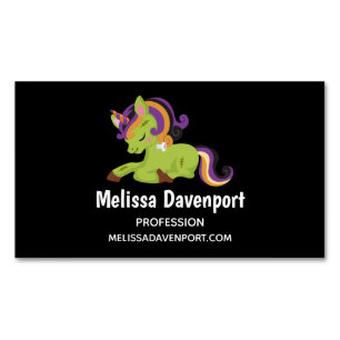 Cute Frankenstein Unicorn Halloween Magnetiska Visitkort