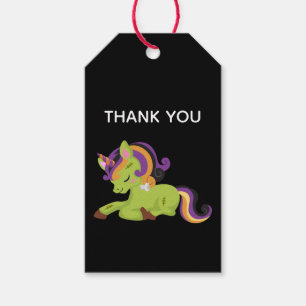 Cute Frankenstein Unicorn Halloween Tack Presentetikett