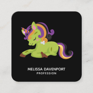 Cute Frankenstein Unicorn Halloween Teckning Fyrkantigt Visitkort
