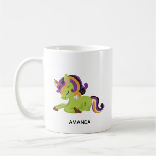 Cute Frankenstein Unicorn Halloween Teckning Kaffemugg