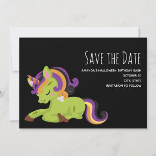 Cute Frankenstein Unicorn Halloween Teckning Spara Datumet