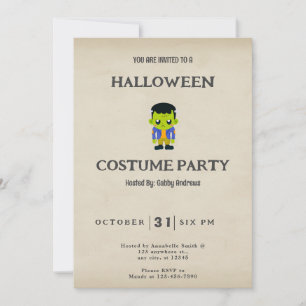 Cute Frankensteins monster Vintage Halloween Inbjudningar