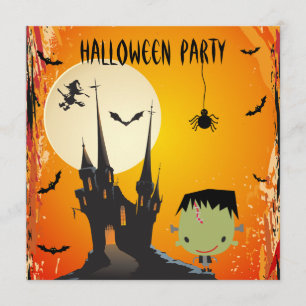 Cute Frankie och Castle Halloween fest Inbjudnings Inbjudningar