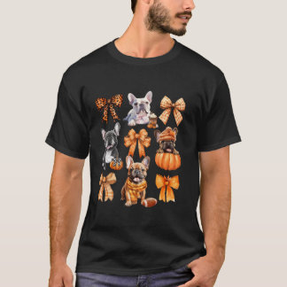 Cute Fransk Bulldog Älskare Coquette Bows Pumpkin T Shirt