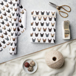 Cute Fransk Bulldog Ansikte Mönster Presentpapper