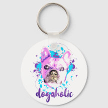 Cute Fransk Bulldog Ansikte Rosa Blue Dogahol