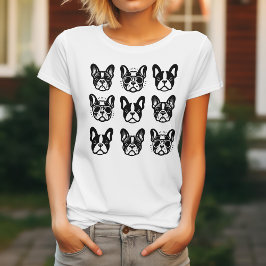Cute Fransk Bulldog Ansikte T-Shirt för Hundälskar