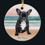 Cute Fransk Bulldog Beach Sol Vatten Julgransprydnad Keramik<br><div class="desc">Cute Fransk Bulldog Beach Sol Vatten</div>