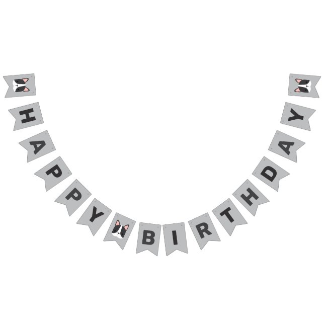 Cute Fransk Bulldog Birthday Vimplar (Alla)