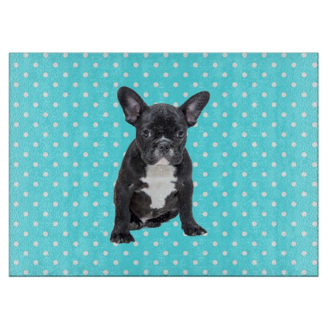Cute Fransk Bulldog Blue Polka dots (Framsidan)