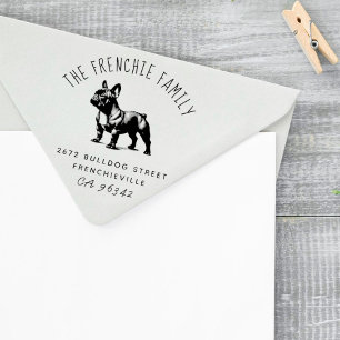Cute Fransk Bulldog Family Namn Returadress Stämpel