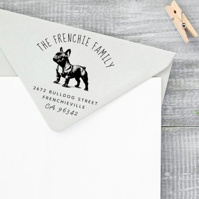 Cute Fransk Bulldog Family Namn Returadress Stämpel (Skapare uppladdad)