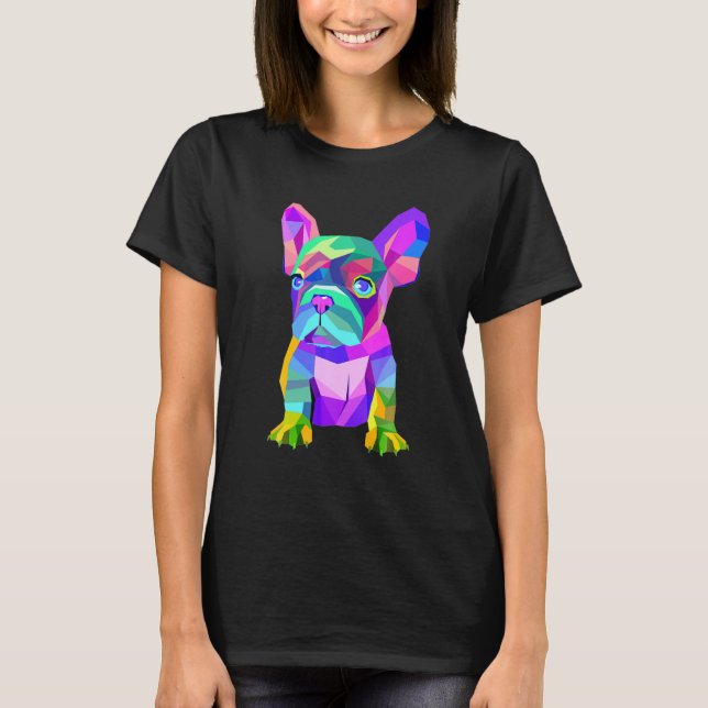 Cute Fransk Bulldog, Färgad Hund aveln Design T Shirt (Framsida)