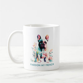 Cute Fransk Bulldog Flowers Pardon Min Fransk Kaffemugg